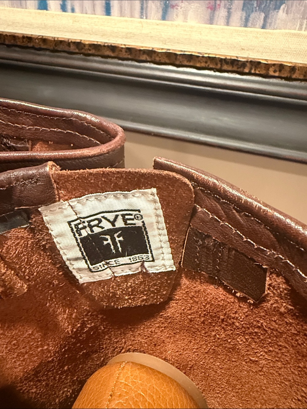 Frye Tall Buckle Veronica Slouch Leather Boot - Brown, Size 6.5-7, Buckle Damage - Picture 9 of 15